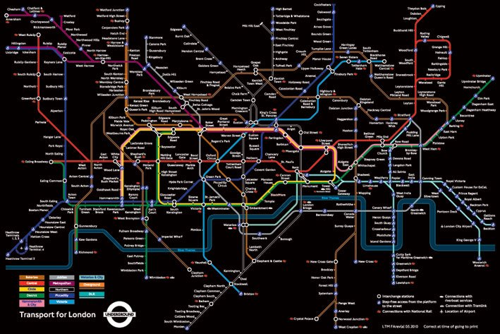 London Underground Map Black Maxi Poster