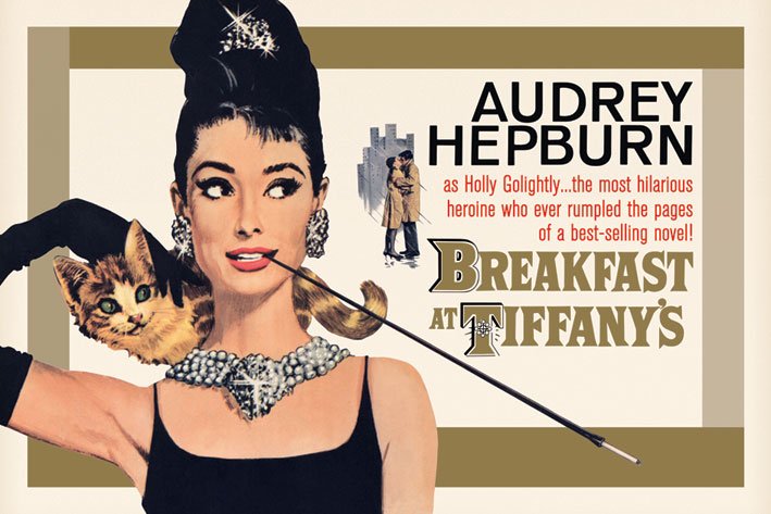 Audrey Hepburn Breakfast At Tiffanys Film Gold Maxi Poster