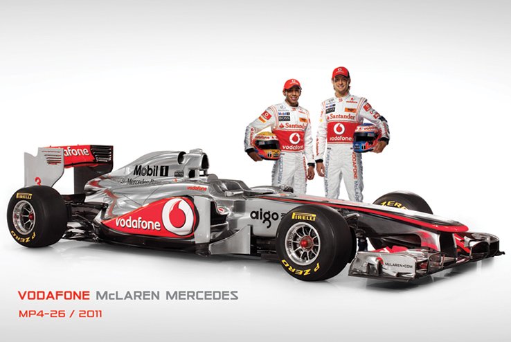 McLaren Mercedes MP4_26 Hamilton & Button Team 2011 Vintage Maxi Poster