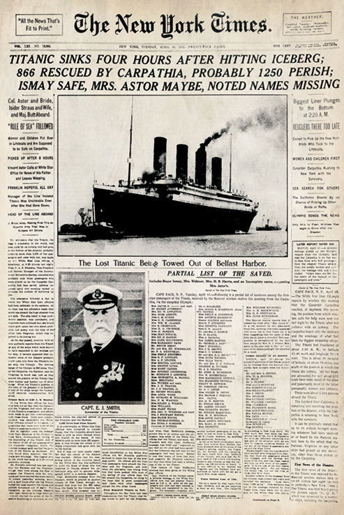 Titanic New York Times Front Page Maxi Poster