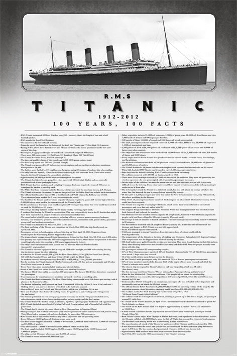 Titanic 100 Years 100 Facts Maxi Poster