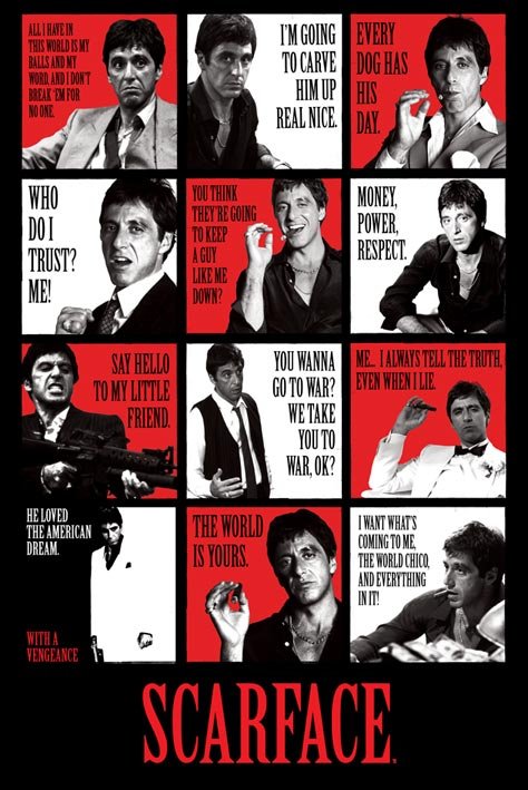 Scarface Movie Quotes Maxi Poster Blockmount