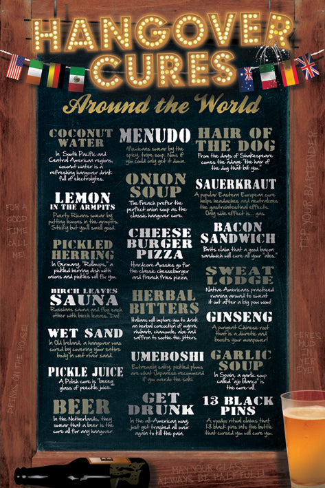 Hangover Cures Around The World Humourous Maxi Poster