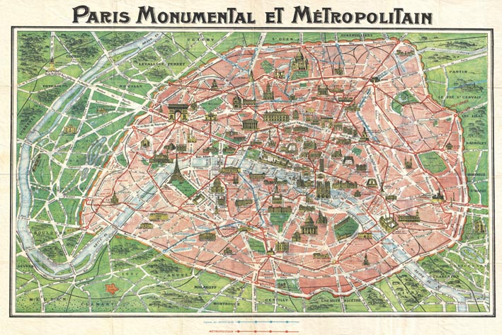Paris Art Nouveau 1920 Map Maxi Poster