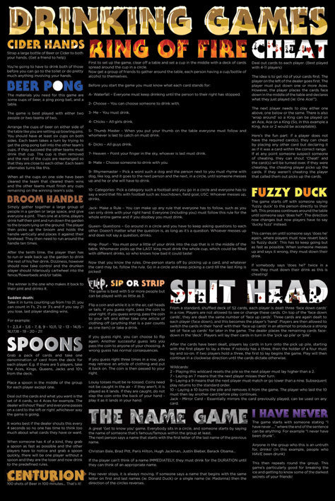 Drinking Games Chart Student Humour Maxi Poster