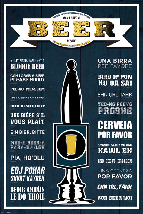 Can I Have A Beer Please In Many Languages Maxi Poster