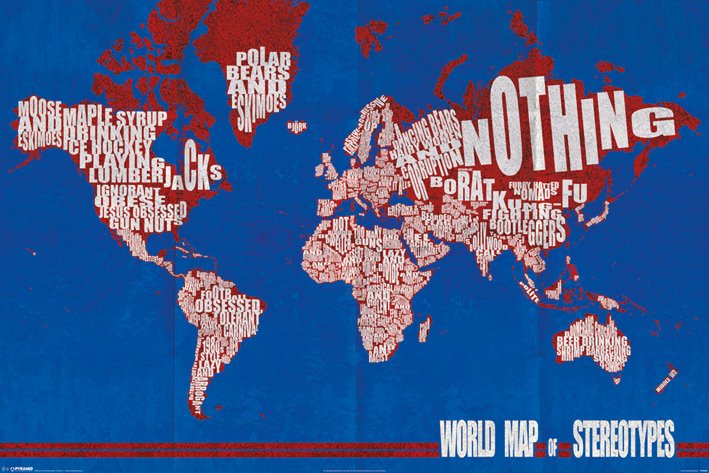 World Map Of Stereotypes Maxi Poster