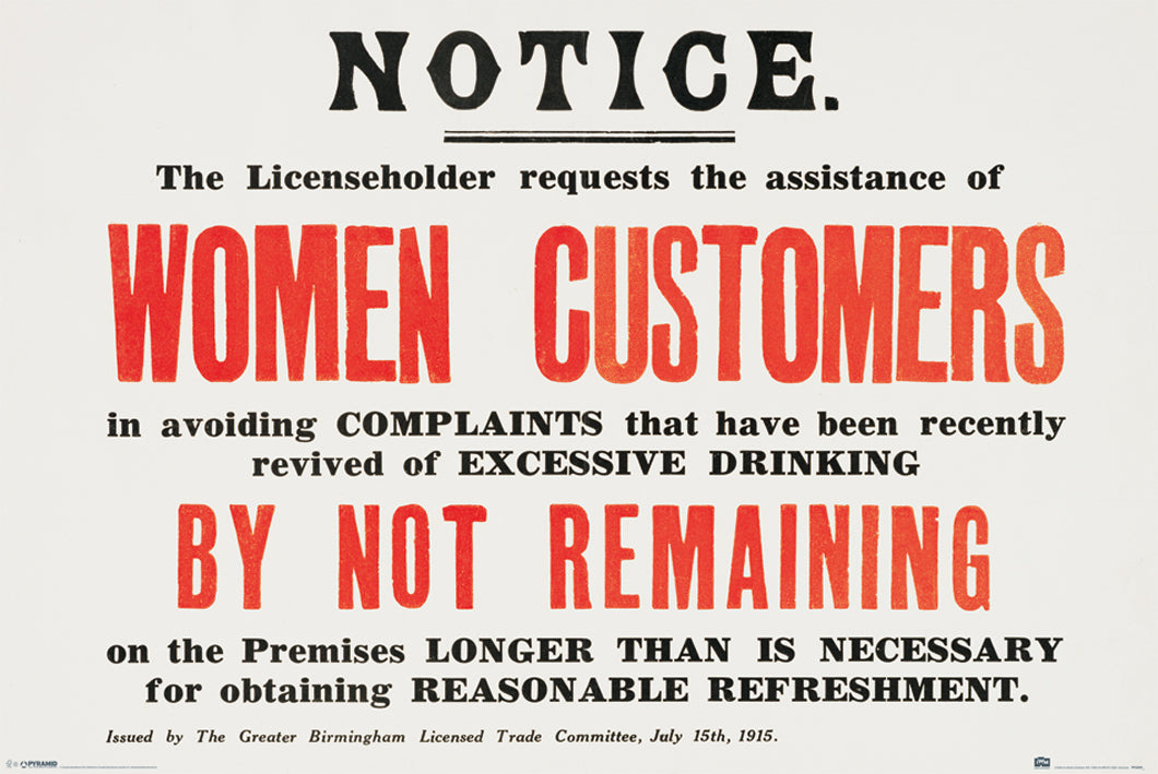 A Notice To Woman Customers from 1915 poster