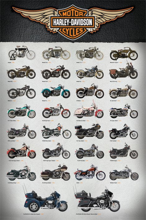 Harley-Davidson Motor Cycles Evolution Maxi Poster