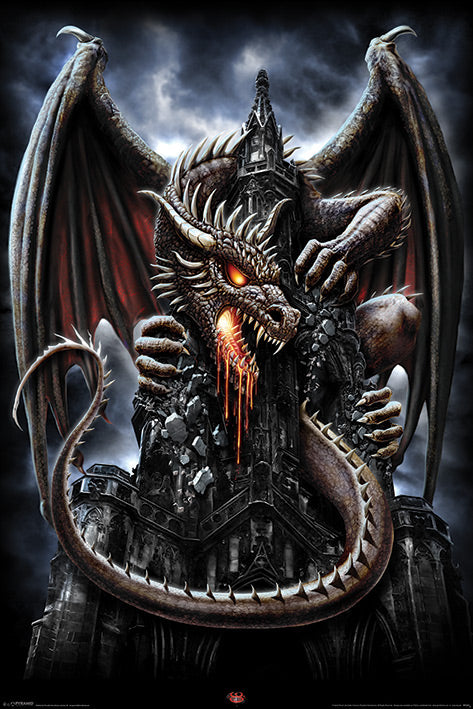 Spiral Dragon Lava Fantasy Maxi Poster