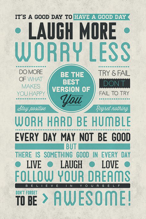 Laugh More Worry Less Motivational Maxi Poster