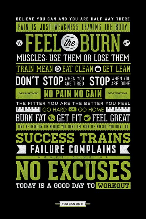 Feel The Burn Gym Motivational Maxi Poster
