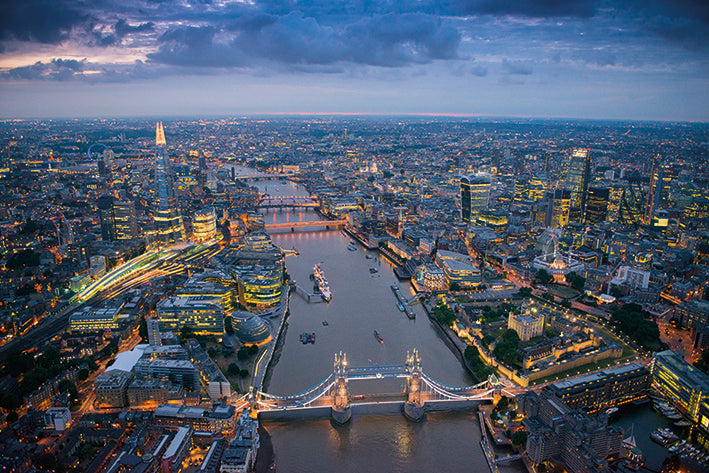 London Aerial View Panoramic Colour Maxi Poster