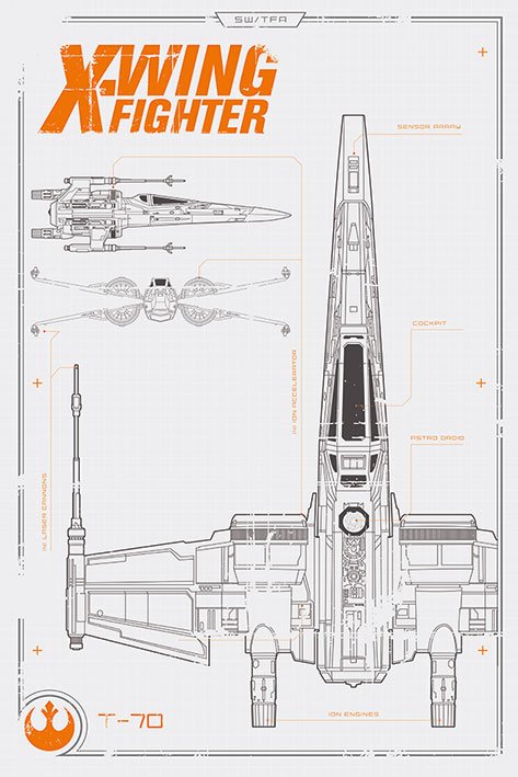 Star Wars X-Wing Fighter Blueprint Maxi Poster
