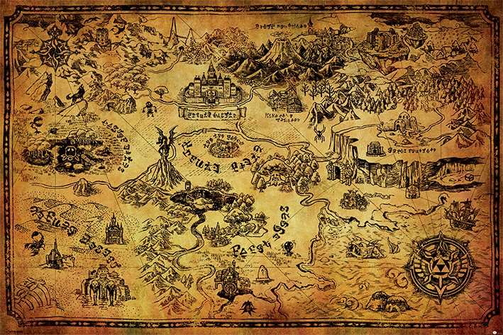 The Legend Of Zelda Hyrule Map Gaming Maxi Poster