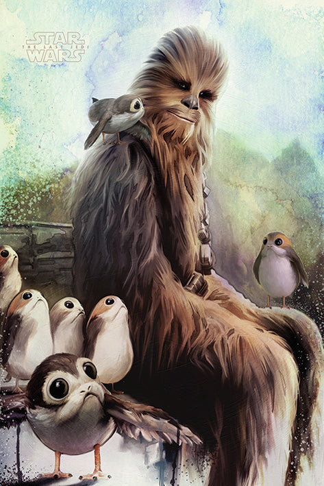 Star Wars The Last Jedi Chewbacca And Porgs Maxi Poster