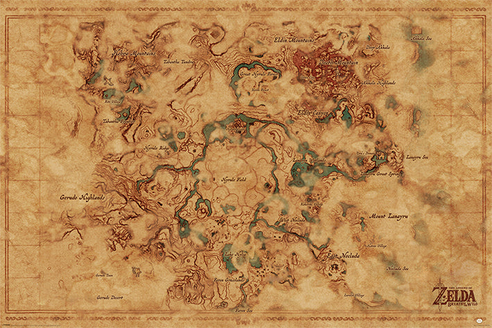 The Legend Of Zelda: Breath Of The Wild Hyrule Map Maxi Poster