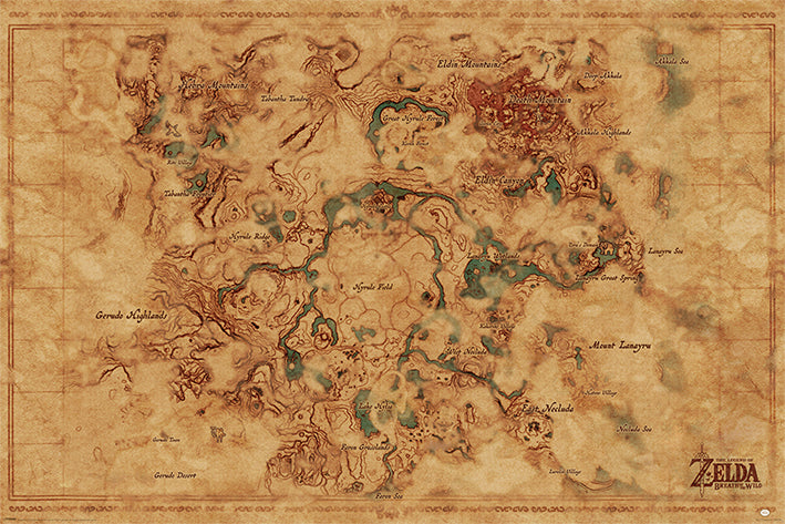 The Legend Of Zelda: Breath Of The Wild Hyrule Map Gaming Maxi Poster