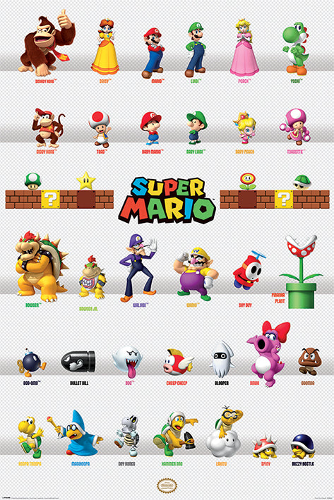 Nintendo Super Mario Character Parade Gaming Maxi Poster