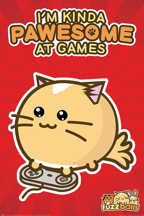 Fuzzballs Pawsome Gamer Gaming Maxi Poster