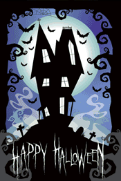 Haunted House Happy Halloween Glow In the Dark Maxi Poster
