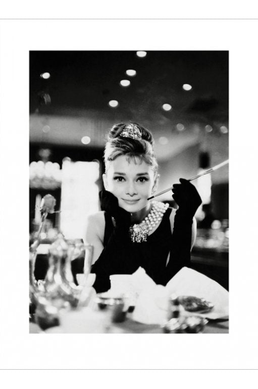 Audrey Hepburn Breakfast At Tiffany's B&W 60x80cm Art Print
