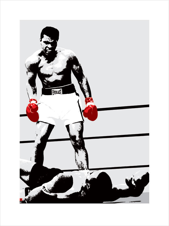 Muhammad Ali vs Sonny Liston Red Gloves 60x80cm Art Print