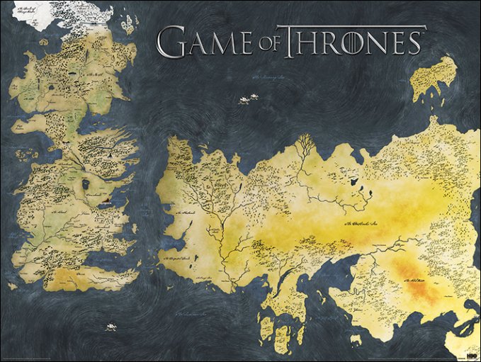 Game Of Thrones Metallic Map 60x80cm Art Print