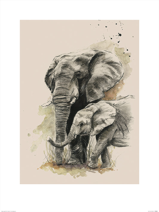 Sarah Stokes Proud Elephants 60x80cm Art Print
