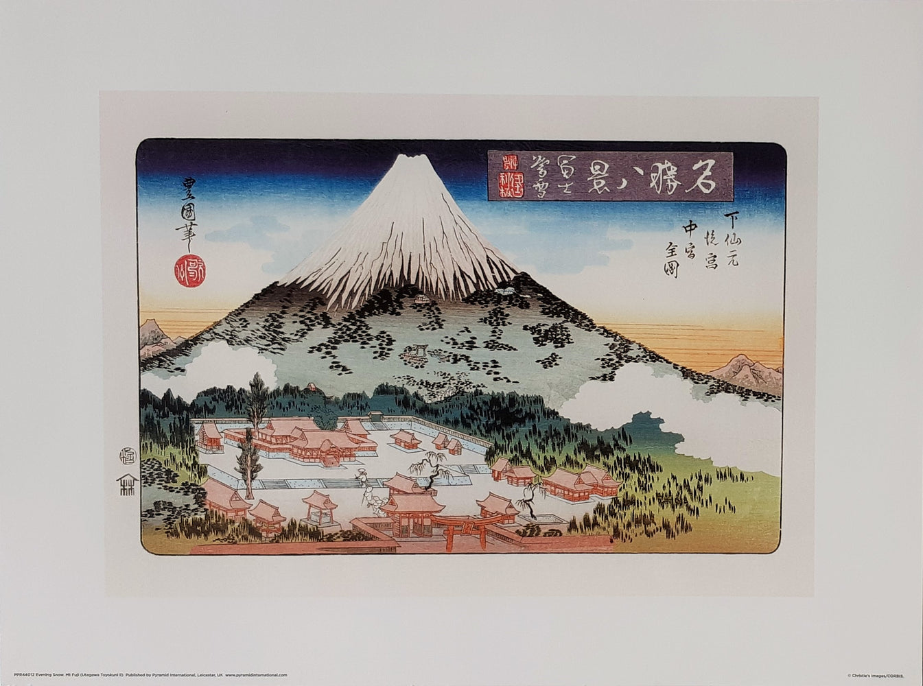 Utagawa Toyokuni ii Evening Snow On Mount Fuji c.1833 30x40cm Art Print