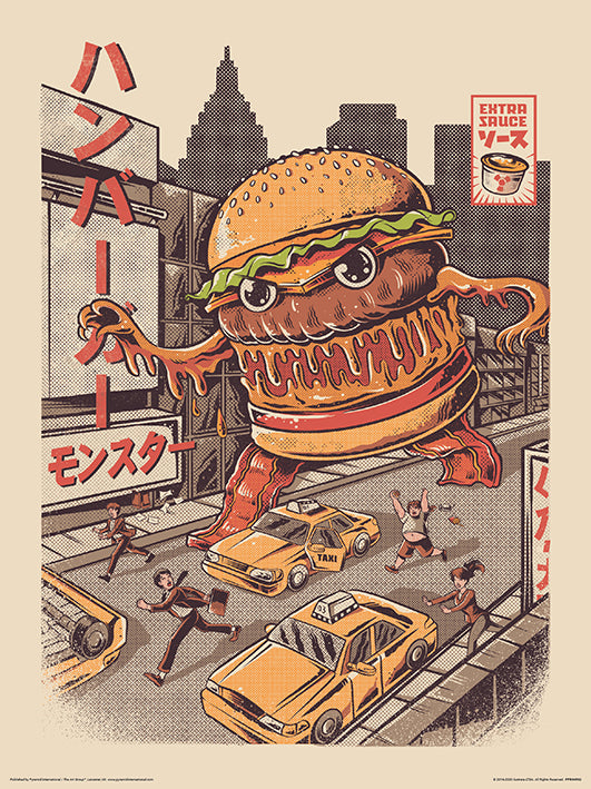 Ilustrata Burgerzilla 30x40cm Art Print