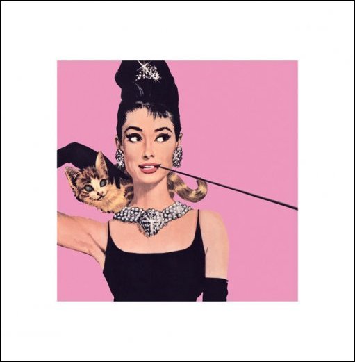 Audrey Hepburn Pink 40x40cm Art Print