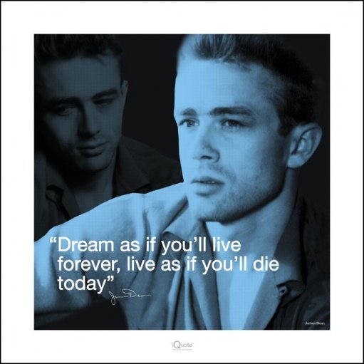 James Dean Blue Dream Quote 40x40cm Art Print