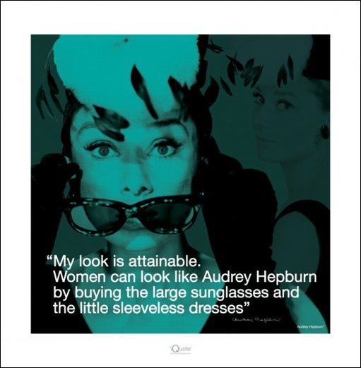 Audrey Hepburn Sunglasses Quote 40x40cm Art Print