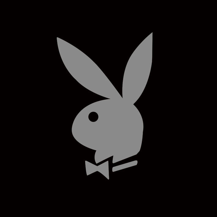 Playboy Silver Bunny On Black Background 40x40cm Art Print