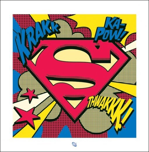 Superman Pop Art Shield 40x40cm Art Print