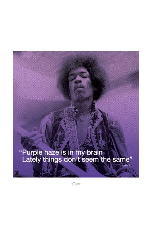 Jimi Hendrix Purple Haze Quote 40x40cm Art Print