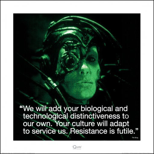 Star Trek Borg Resistance Is Futile Quote 40x40cm Art Print