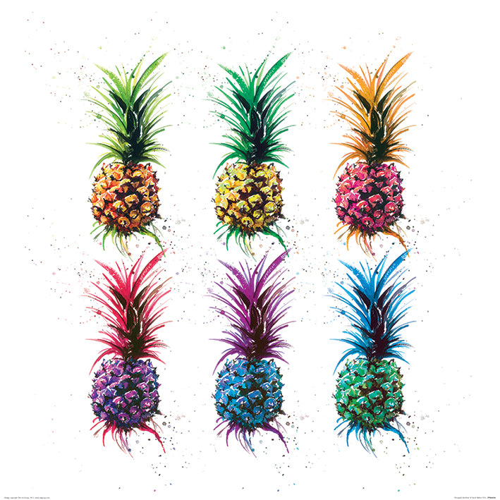Sarah Stokes Pineapple Rainbow 60x60cm Art Print