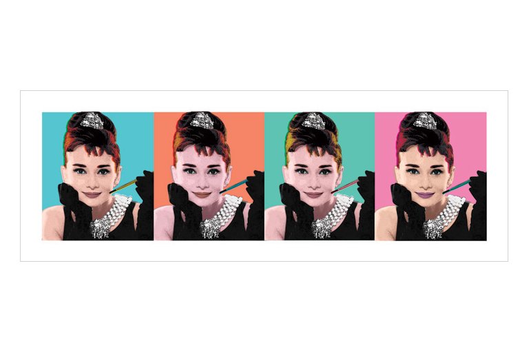 Audrey Hepburn Tiffany's Pop Art Colour Montage 33x95cm Art Print