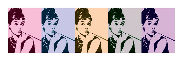 Audrey Hepburn Cigarello Pop Art Colour 33x95cm Art Print