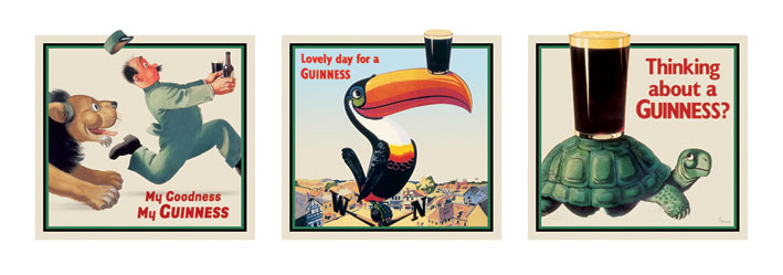 Guinness Advertising Triptych 33x95cm Art Print
