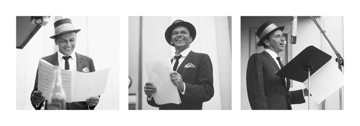 Frank Sinatra Studio Triptych Black And White 33x95cm Art Print