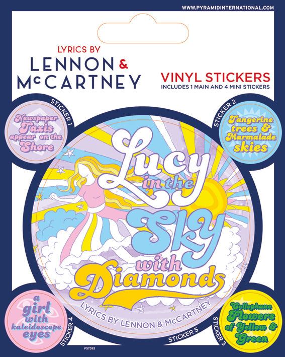 The Beatles Lucy In The Sky With Diamonds Lyrics Vinyl Sticker Pack
