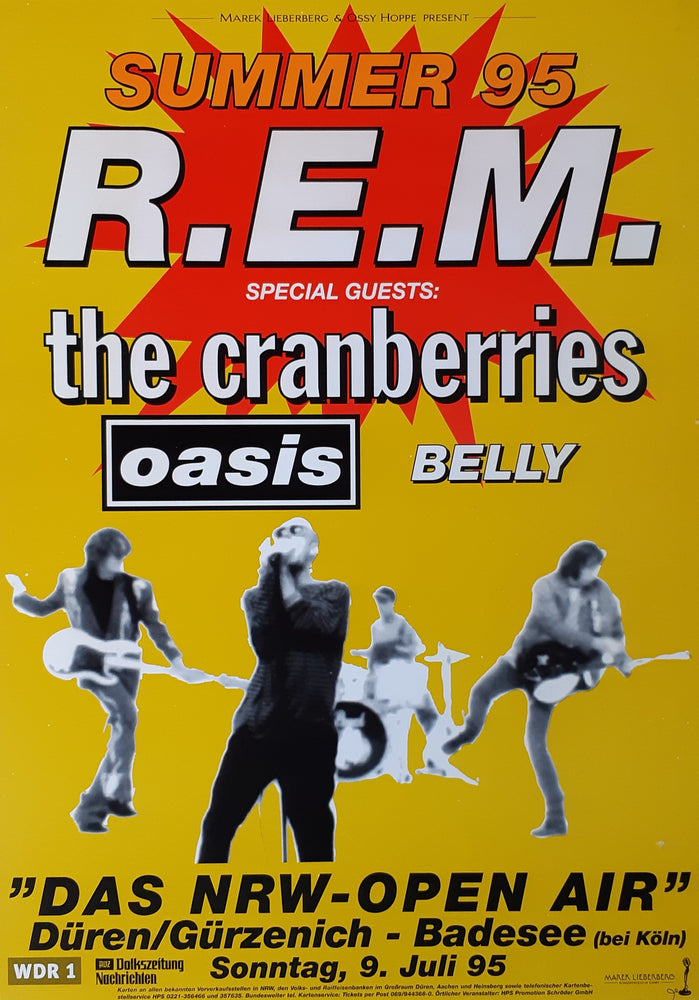 R.E.M. Summer 1995 Open Air Concert Duren Germany Tour Poster Blockmount
