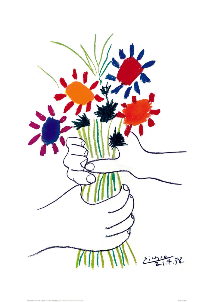 Pablo Picasso Mains aux Fleurs 1958 50x70cm Art Print