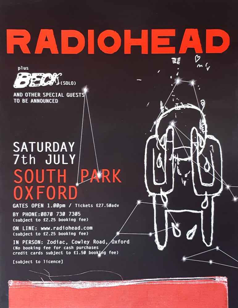 Radiohead South Park Oxford Gig 7th July 2001 Rare Maxi Poster Blockmount