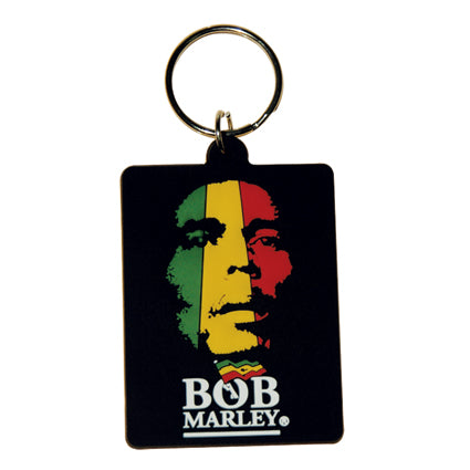Bob Marley Face Rasta Colours Rubber Keychain