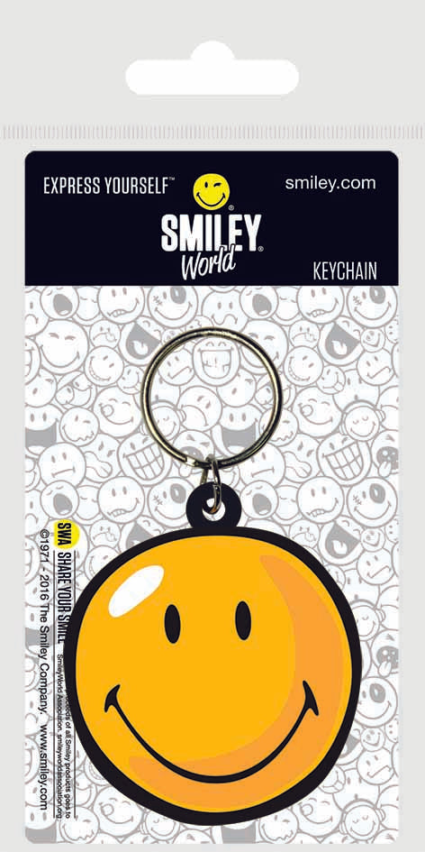 Smiley World Face Rubber Keychain