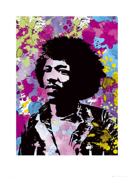 Jimi Hendrix Colour Splatters 60x80cm Art Print